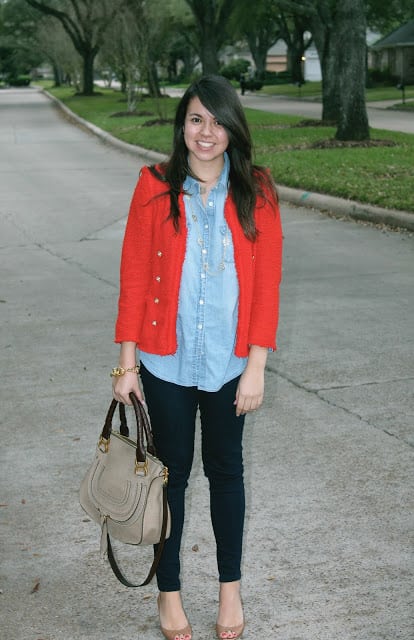 Denim and red