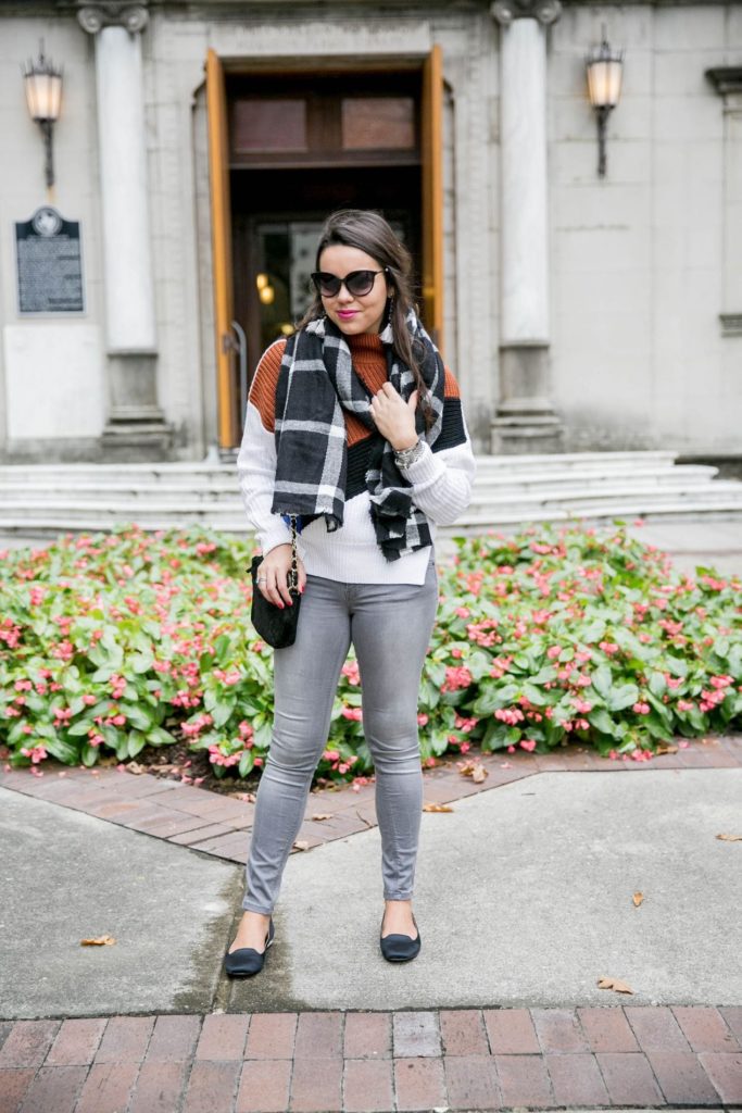 black and white blanket scarf