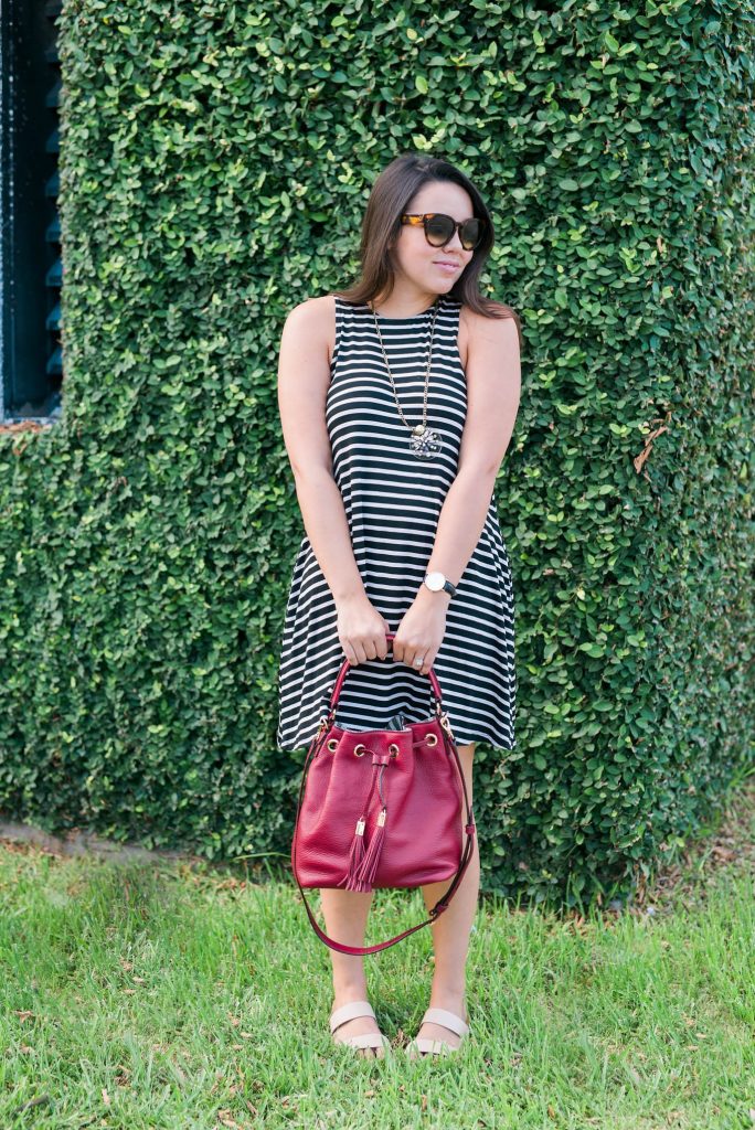 cranberry red bucket bag