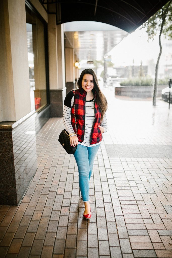 Black and red plaid vest 