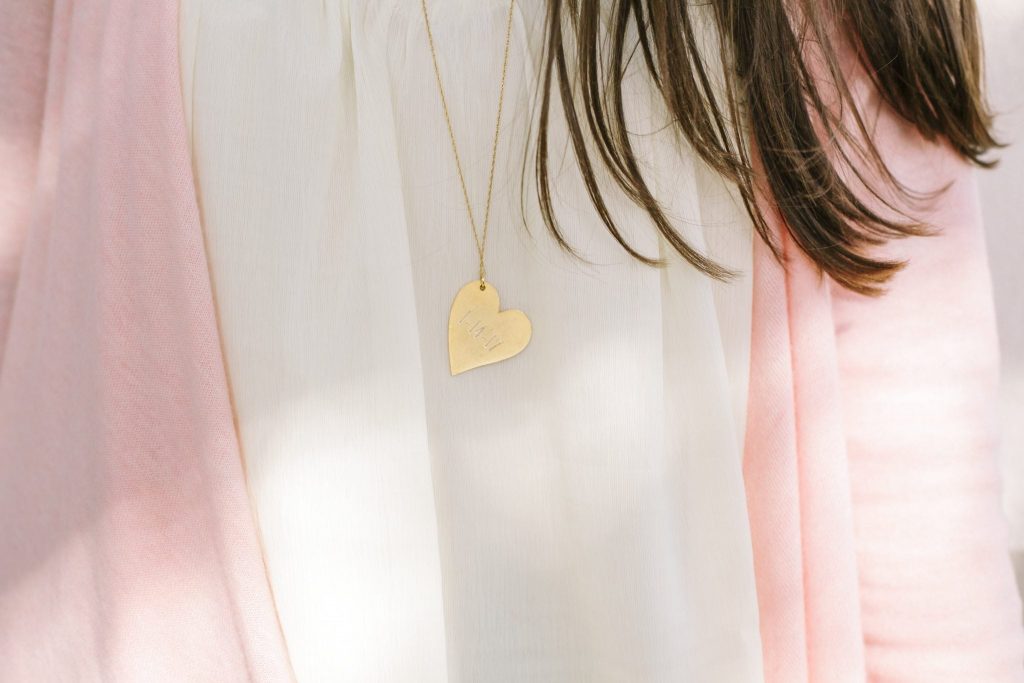 Gold monogrammed heart necklace