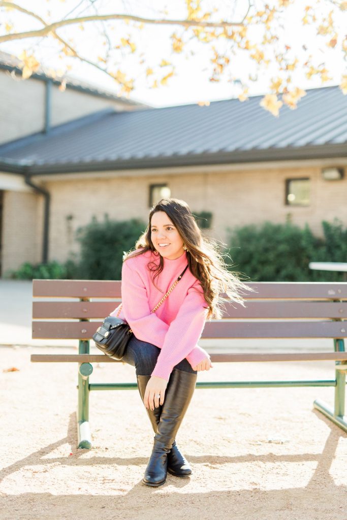 Hot pink bell sleeve sweater, budget-friendly sweaters, trendy outerwear for winter
