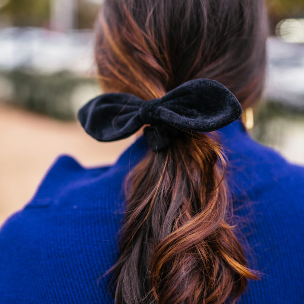 Velvet hair bow, brunette balayage