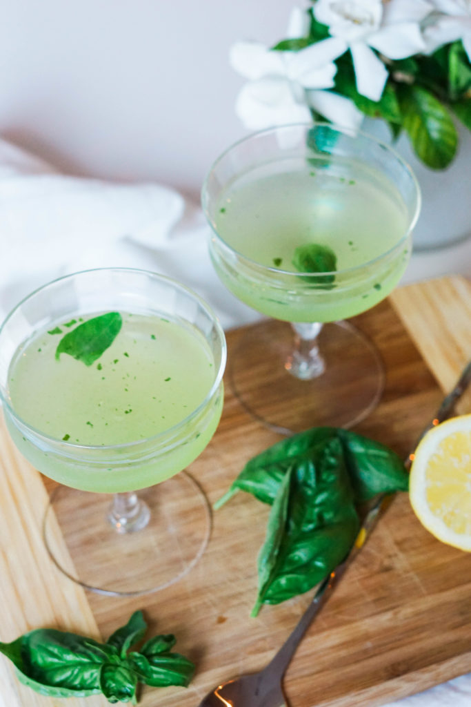 basil lemon smash martini cocktail