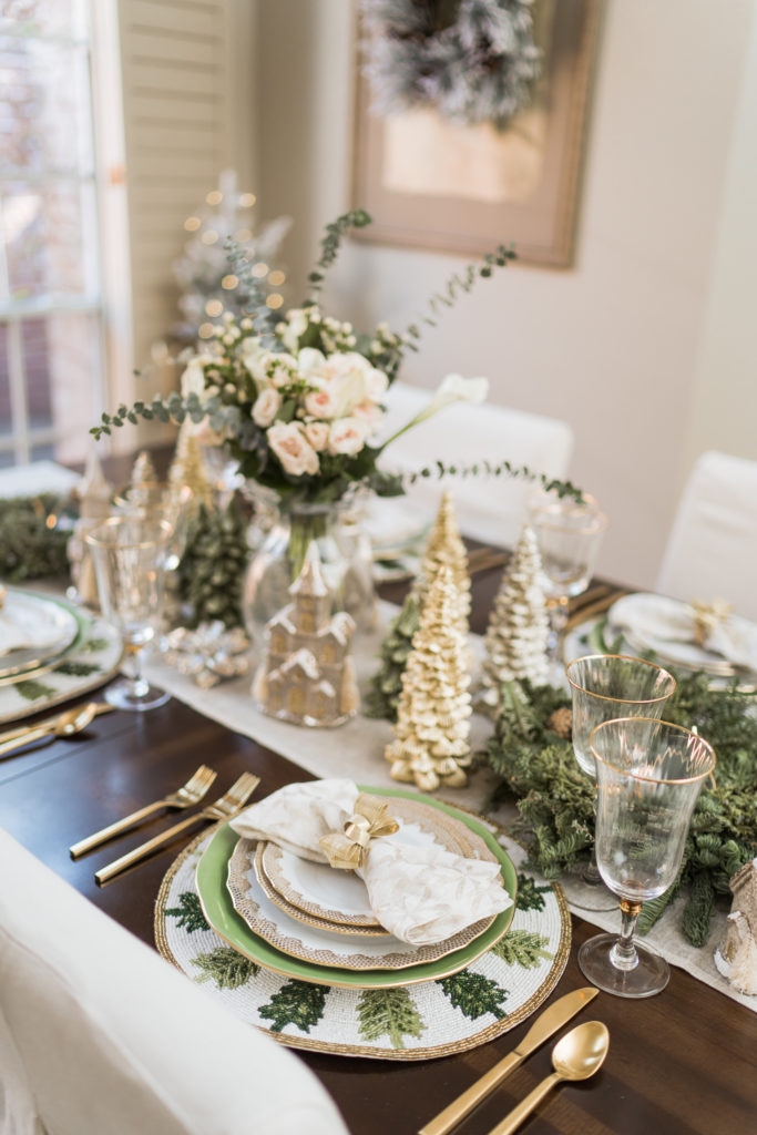 Elegant Green and Gold Christmas Tablescape - Adored By Alex