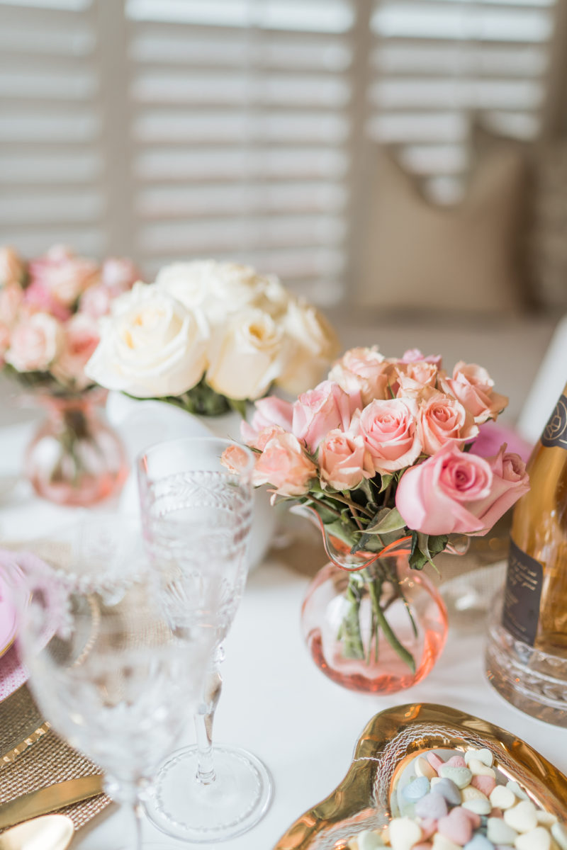 Pink and Gold Valentine's Day Tablescape for Two Adored By Alex
