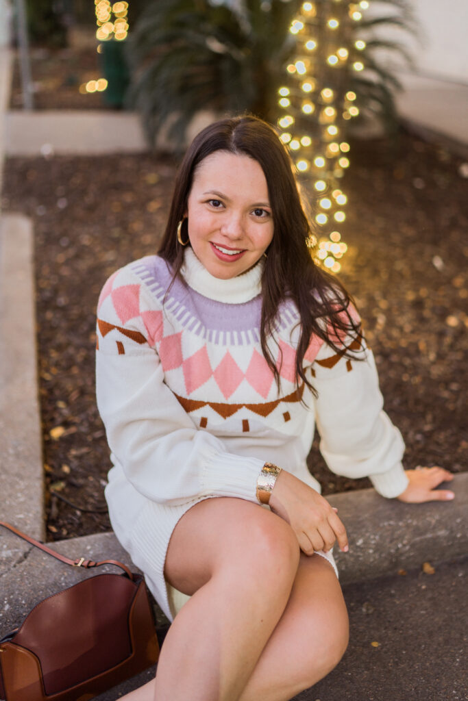 Fair Isle turtleneck sweater dress that's affordable for winter weather | Adored by Alex