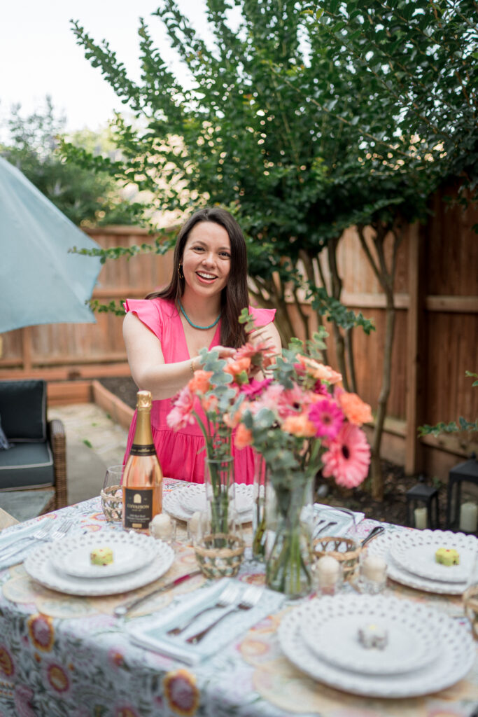 How to set an outdoor summer table with affordable DIY flower arrangements | Adored by Alex
